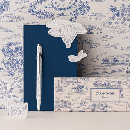 Caran d'Ache Toile de Jouy 849 ballpoint pen in white with its gift box