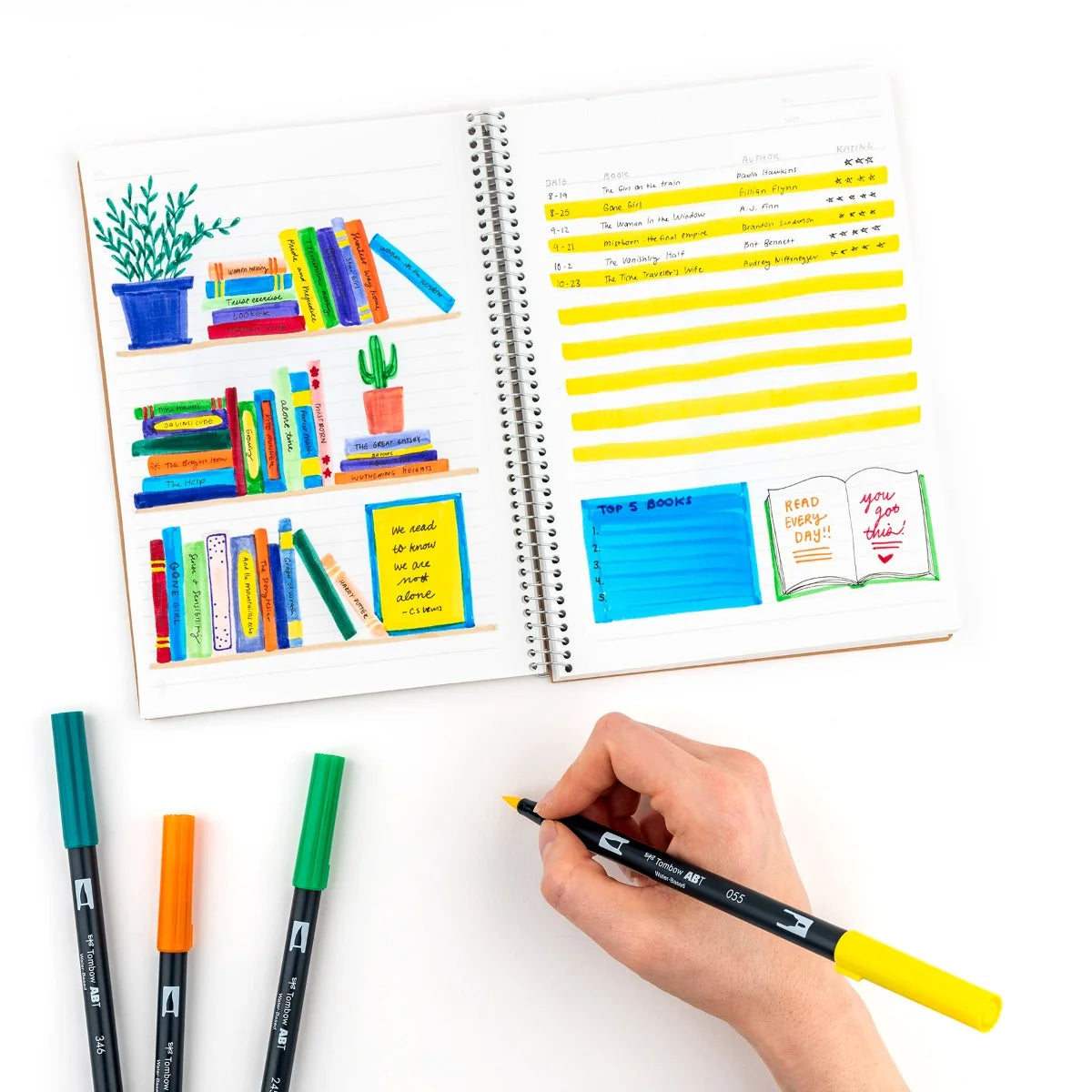 Lot de 10 feutres double-pointe Tombow - Palette primaire