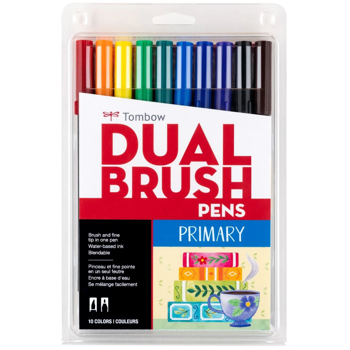 Lot de 10 feutres double-pointe Tombow - Palette primaire