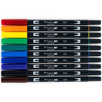 Lot de 10 feutres double-pointe Tombow - Palette primaire