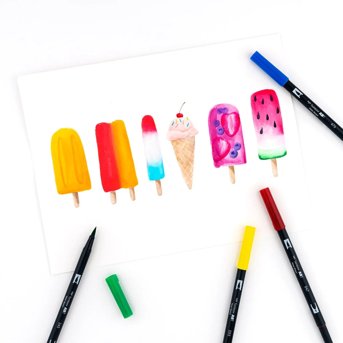 Lot de 10 feutres double-pointe Tombow - Palette primaire