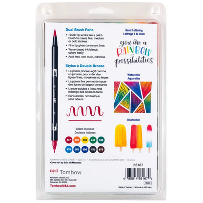Lot de 10 feutres double-pointe Tombow - Palette primaire