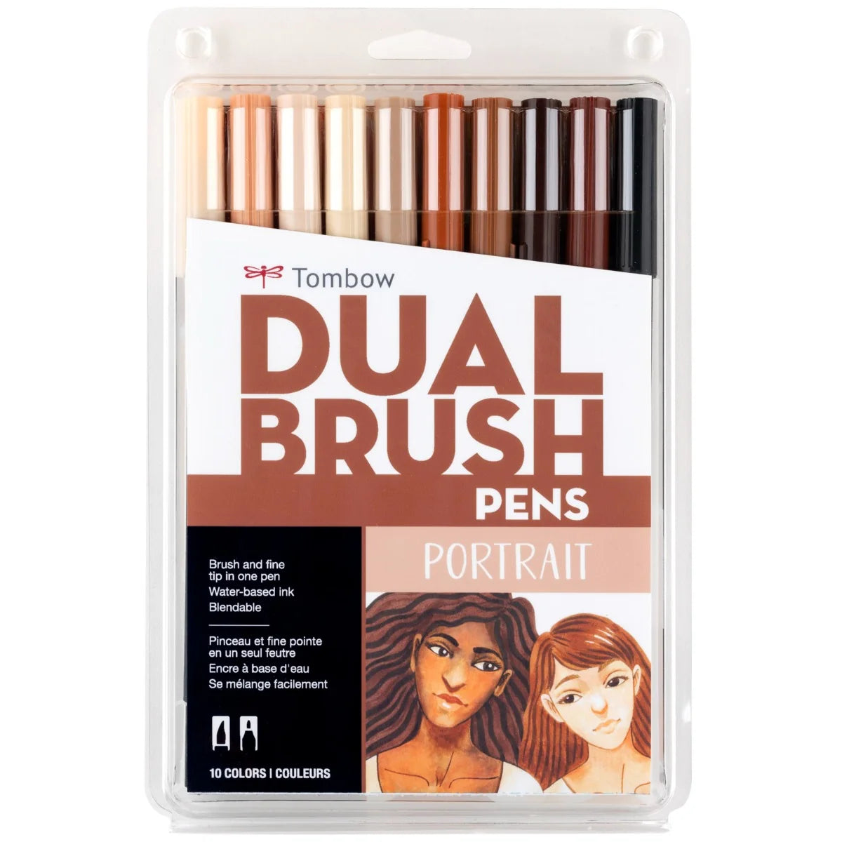 Tombow Dual Brush Pen Set of 10 - Portrait Palette