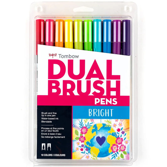 Tombow Dual Brush Pen Set of 10 - Bright Palette