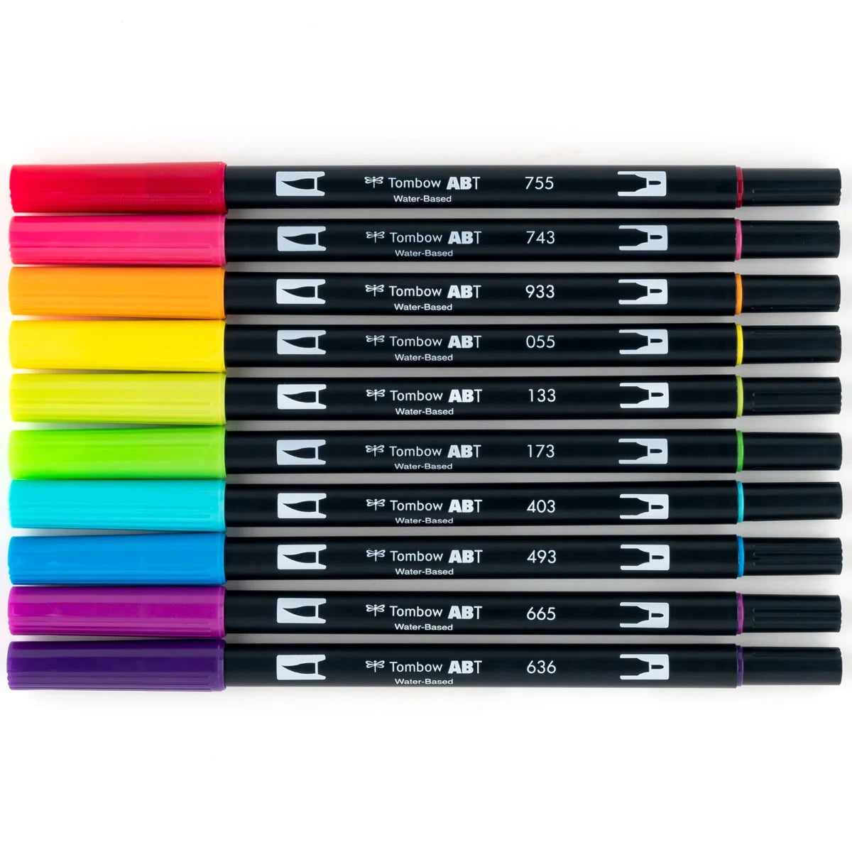 Ensemble de 10 stylos pinceaux doubles Tombow - Palette lumineuse