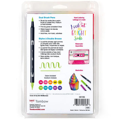Ensemble de 10 stylos pinceaux doubles Tombow - Palette lumineuse