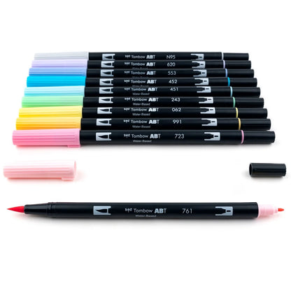 Lot de 10 feutres-pinceaux doubles Tombow - Palette pastel