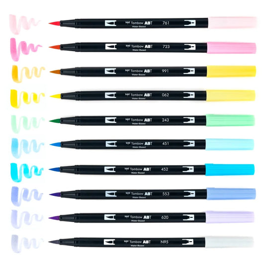 Lot de 10 feutres-pinceaux doubles Tombow - Palette pastel