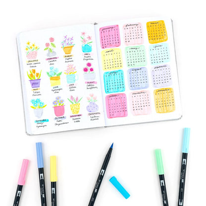 Lot de 10 feutres-pinceaux doubles Tombow - Palette pastel