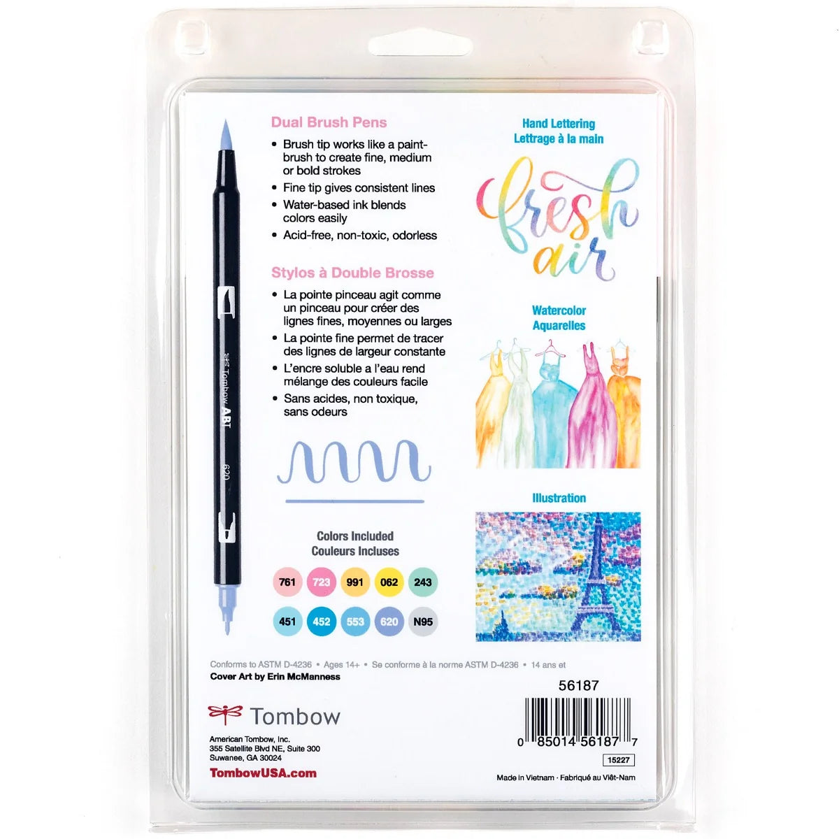 Lot de 10 feutres-pinceaux doubles Tombow - Palette pastel