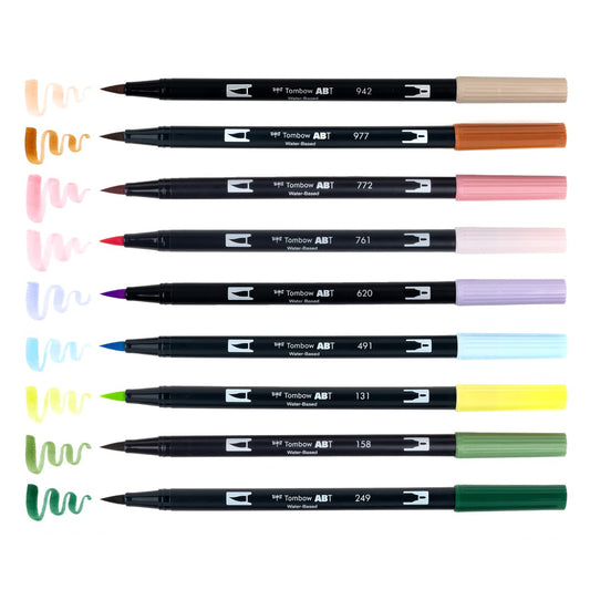 Lot de 10 stylos pinceaux doubles Tombow - Fées 