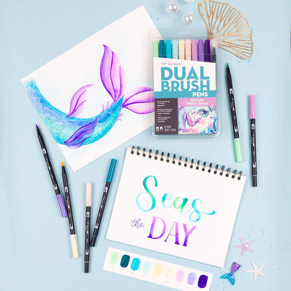 Tombow Dual Brush Pen Set of 10 - Mermaids
