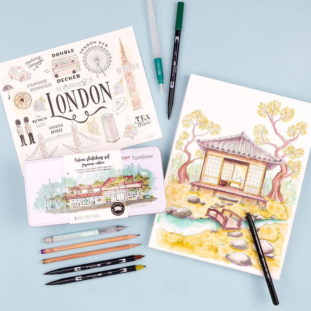 Tombow Urban Sketching Édition japonaise, lot de 8