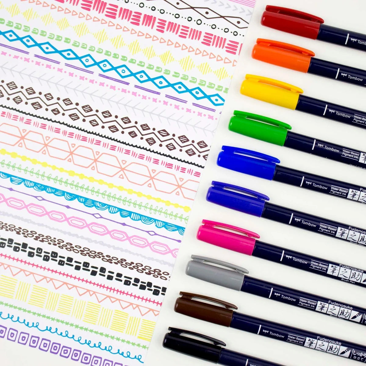 Lot de 10 pinceaux de couleur Tombow Fudenosuke