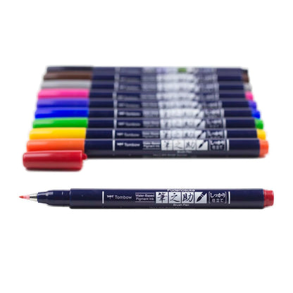 Lot de 10 pinceaux de couleur Tombow Fudenosuke