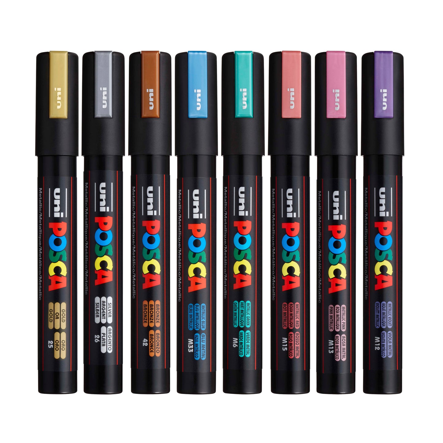 POSCA Acrylic Paint Markers PC-5M Medium Metallic Colours set of 8