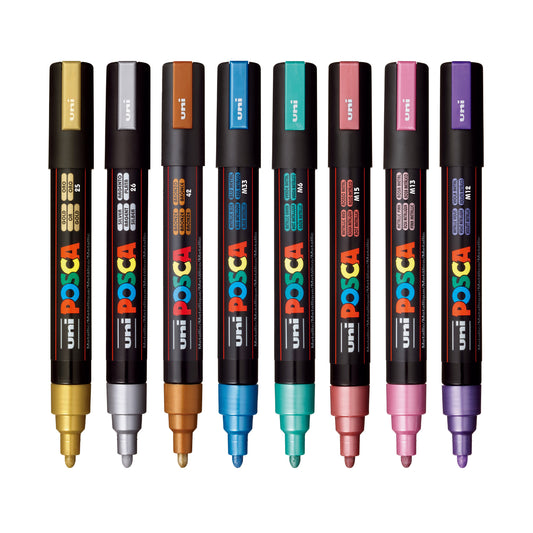 POSCA Acrylic Paint Markers PC-5M Medium Metallic Colours set of 8