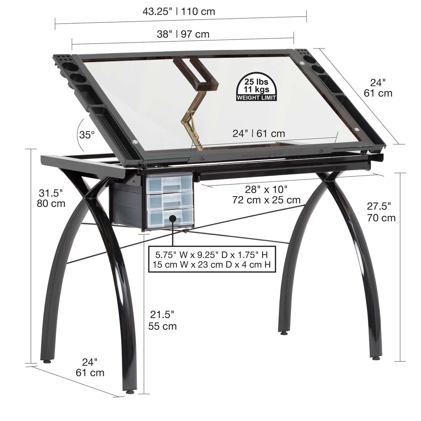 Studio Designs Futura Craft Sation - Black 38" x 24" (Special Order)