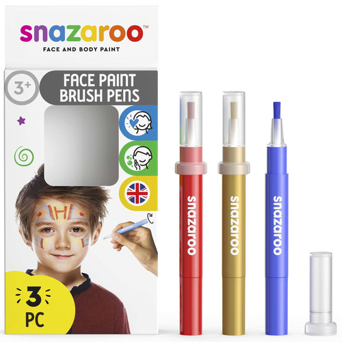 Snazaroo Face Paint Brush Pen Adventure Pack Set of 3