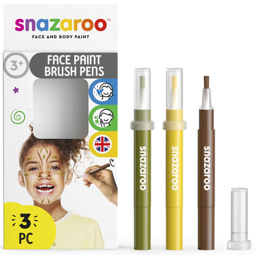 Snazaroo Face Paint Brush Pen Jungle Pack Set of 3