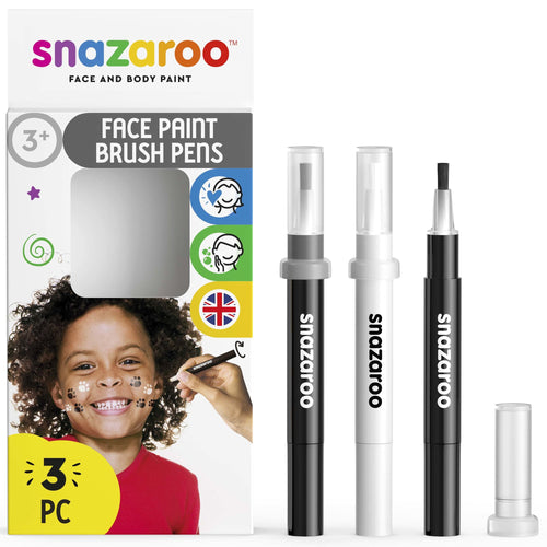 Snazaroo Face Paint Brush Pen Monochrome Pack Set of 3