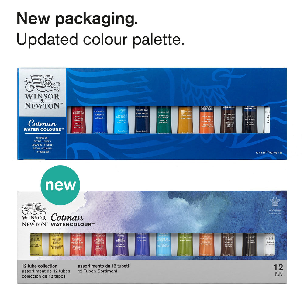 Winsor & Newton Cotman Watercolors - Assorted Colors, Tube Palette Set of  10, 8 ml tubes 