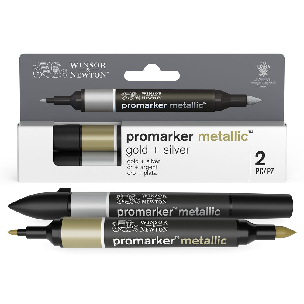 Winsor & Newton Promarker Gold & Silver Pack of 2
