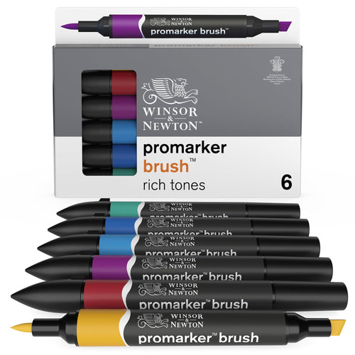 Winsor & Newton Promarker Brush Set of 6 Rich Tones