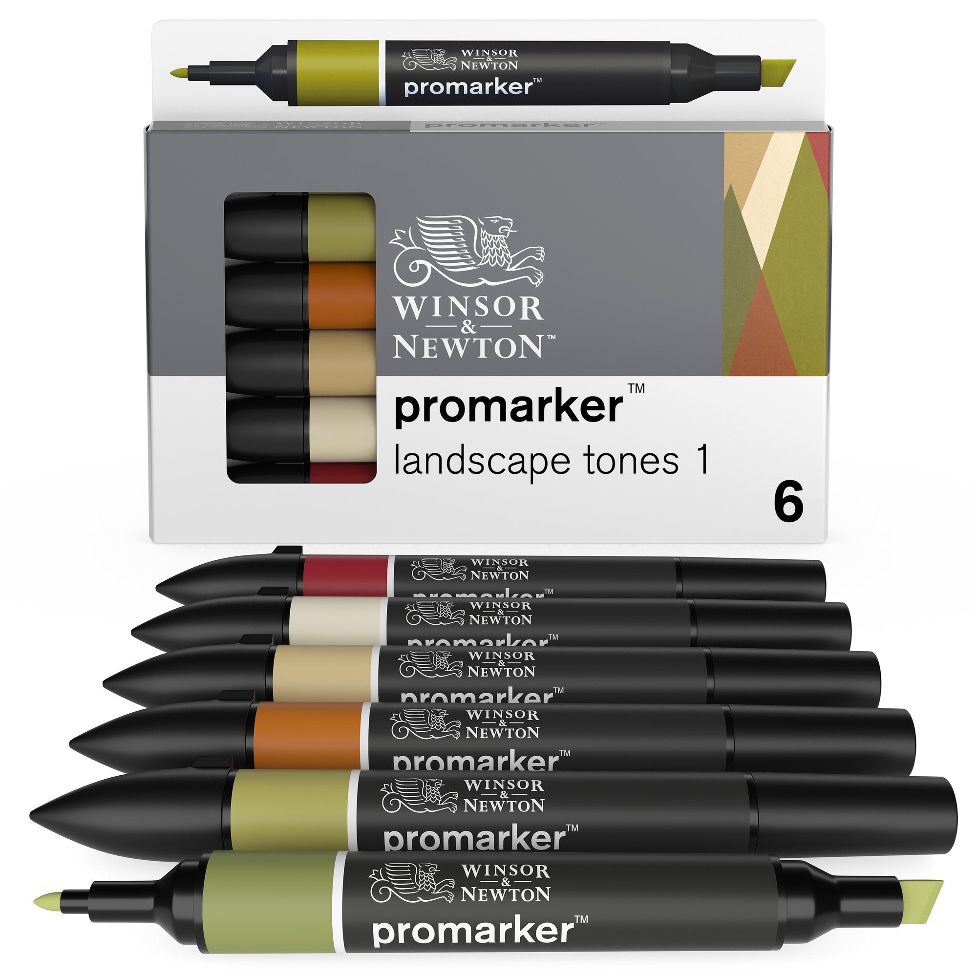 Winsor & Newton ProMarker Set, 6 Count, Neutral Tones