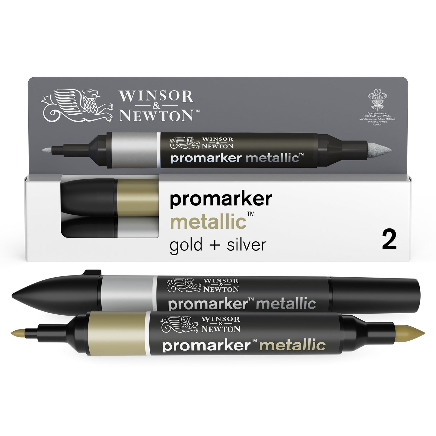 Winsor & Newton Promarker Gold & Silver Pack of 2
