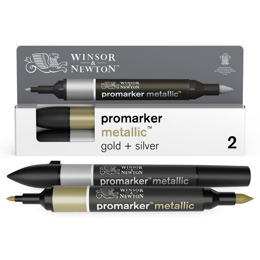 Winsor & Newton Promarker Gold & Silver Pack of 2