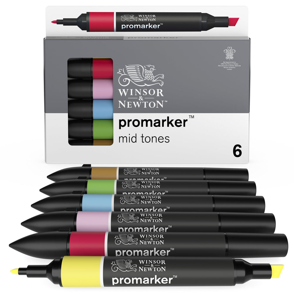 Winsor & Newton Promarker Set of 6 Mid Tones