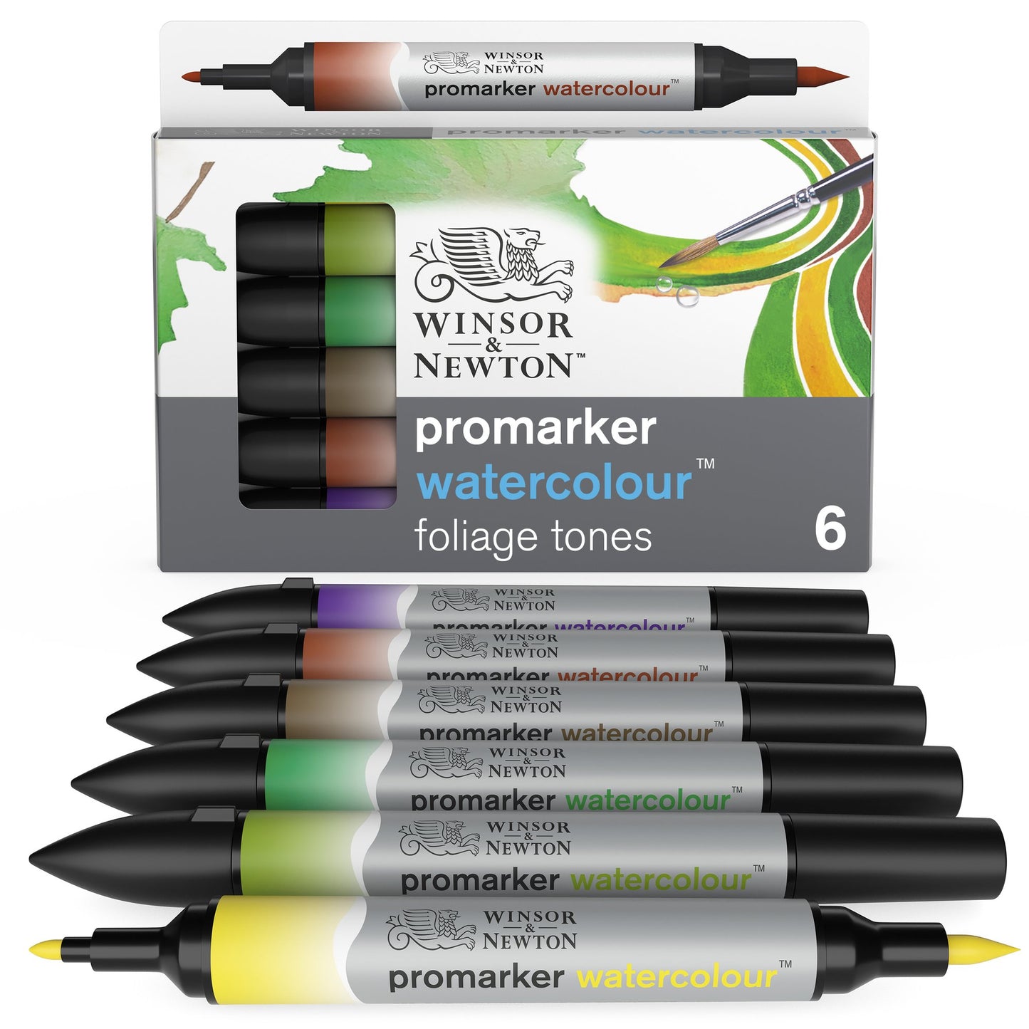 Winsor & Newton Promarker Watercolour Set of 6 Foliage