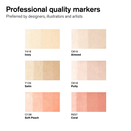 Winsor & Newton Promarker Set of 6 Skin Tones #1