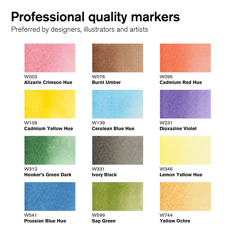 Winsor & Newton Promarker Watercolour Set of 12 Basic – Opus Art Supplies