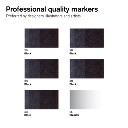 Winsor &amp; Newton Promarker Coffret de 6 - 5 Noirs + Blender - Déstockage