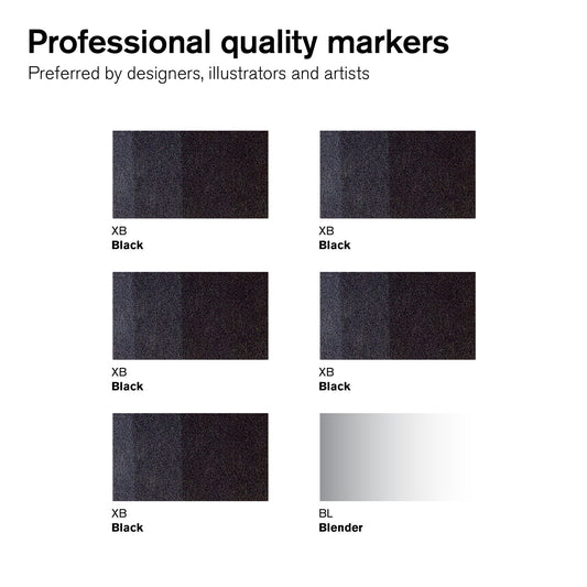 Winsor &amp; Newton Promarker Coffret de 6 - 5 Noirs + Blender - Déstockage