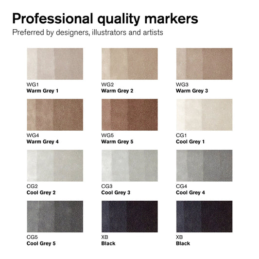 Winsor & Newton Promarker Brush Set of 12 Neutral Tones