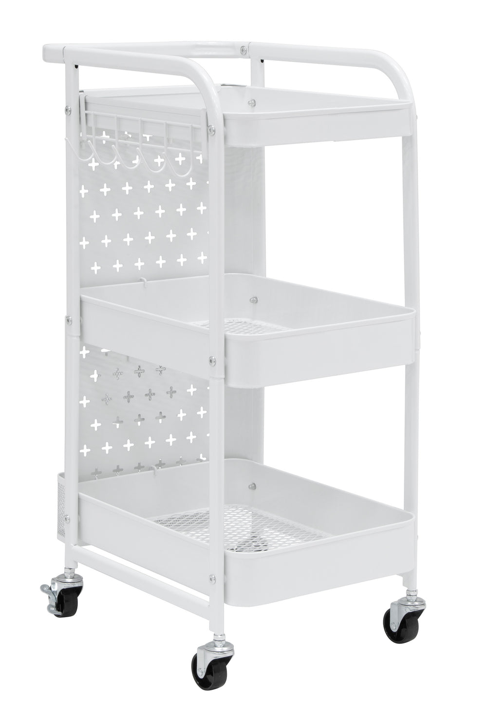 Streamline 3 Tier Multi-Use Metal Mobile Cart in white - Clearance