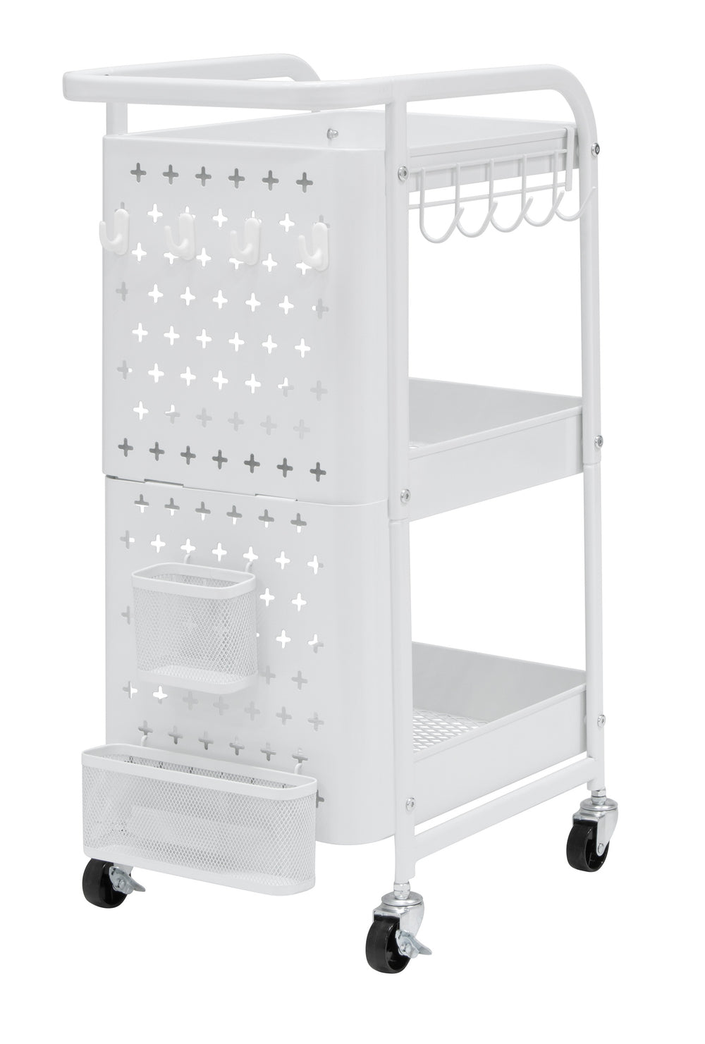 Streamline 3 Tier Multi-Use Metal Mobile Cart in white - Clearance