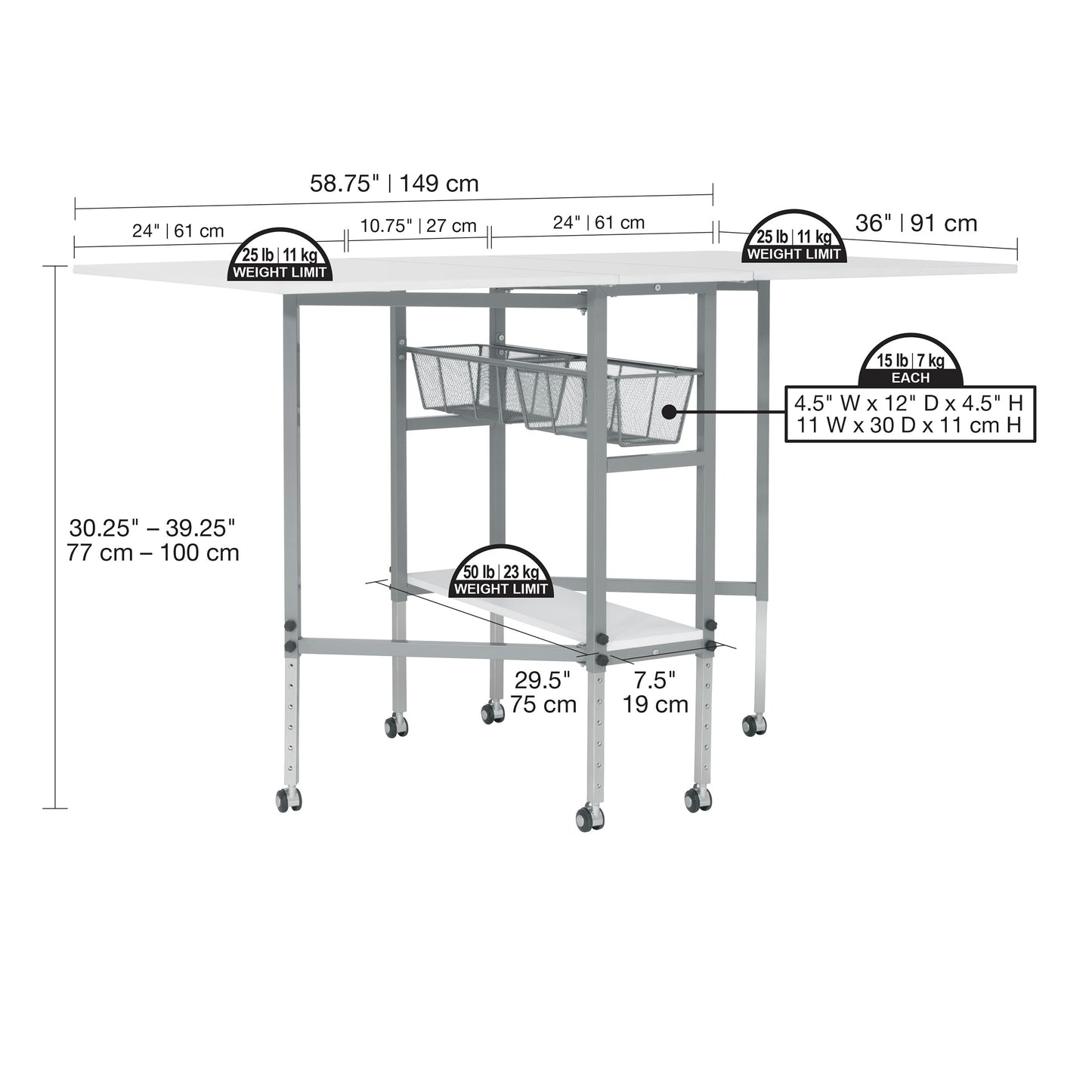 Sew Ready Hobby and Craft Table w/ Drawers