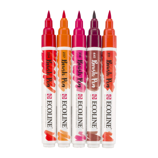 Ecoline Brush Pen Red Set of 5