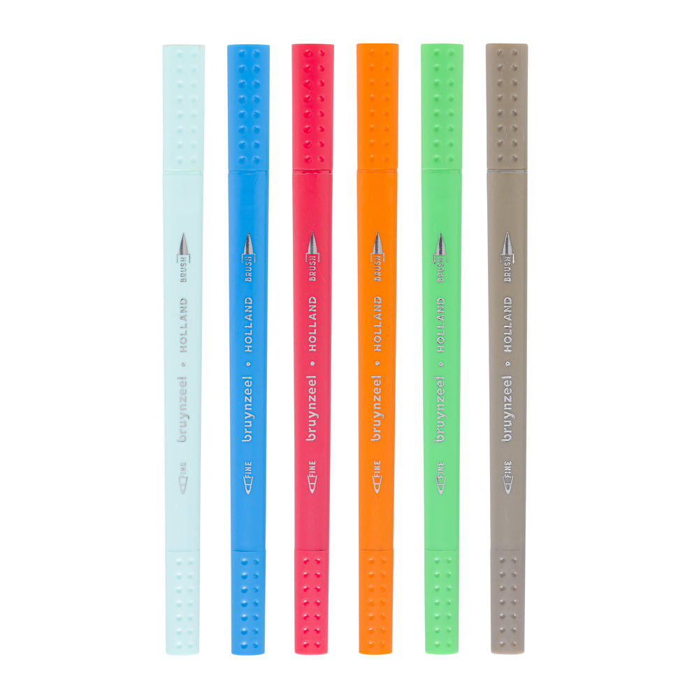 Bruynzeel Fineliner Brush Pen - Rio Set of 6 - Clearance