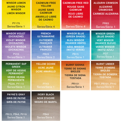 Winsor & Newton Professional Watercolour Set of 14 Compact Half Pans & Brush