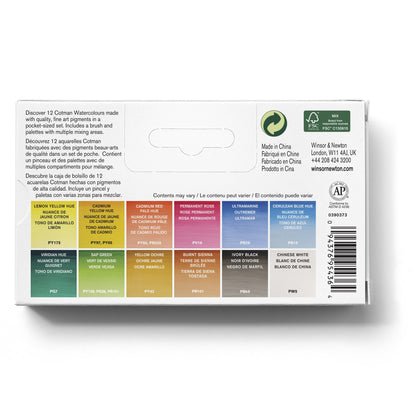 Winsor & Newton Cotman Watercolour Palette Pocket Pan Box 13 Piece Set