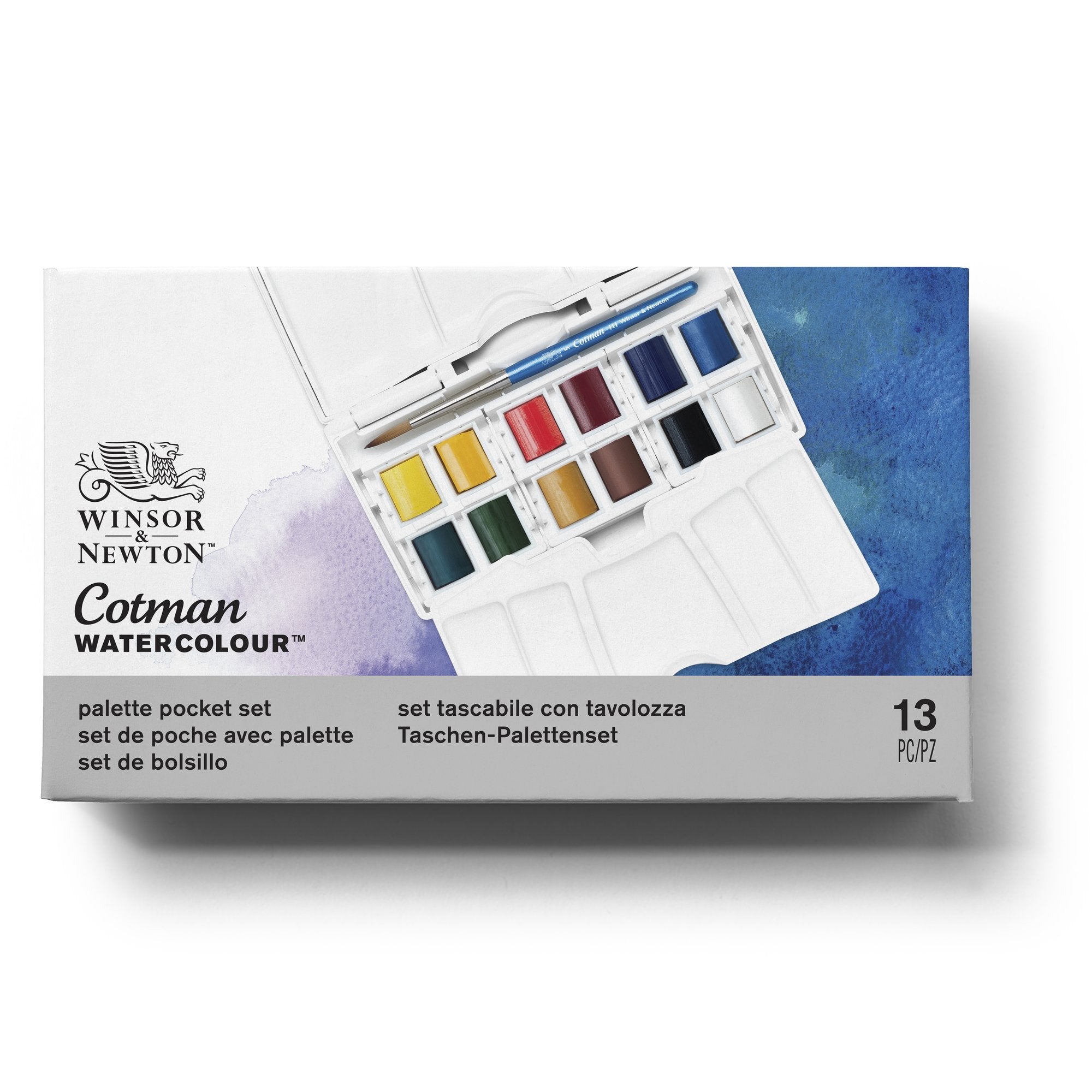 Winsor & Newton Cotman Watercolour Palette Pocket Pan Box 13 Piece Set ...