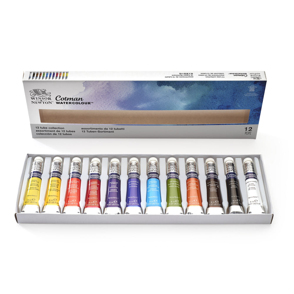 Cotman Water Colours Set of 12 x 8ml tubes