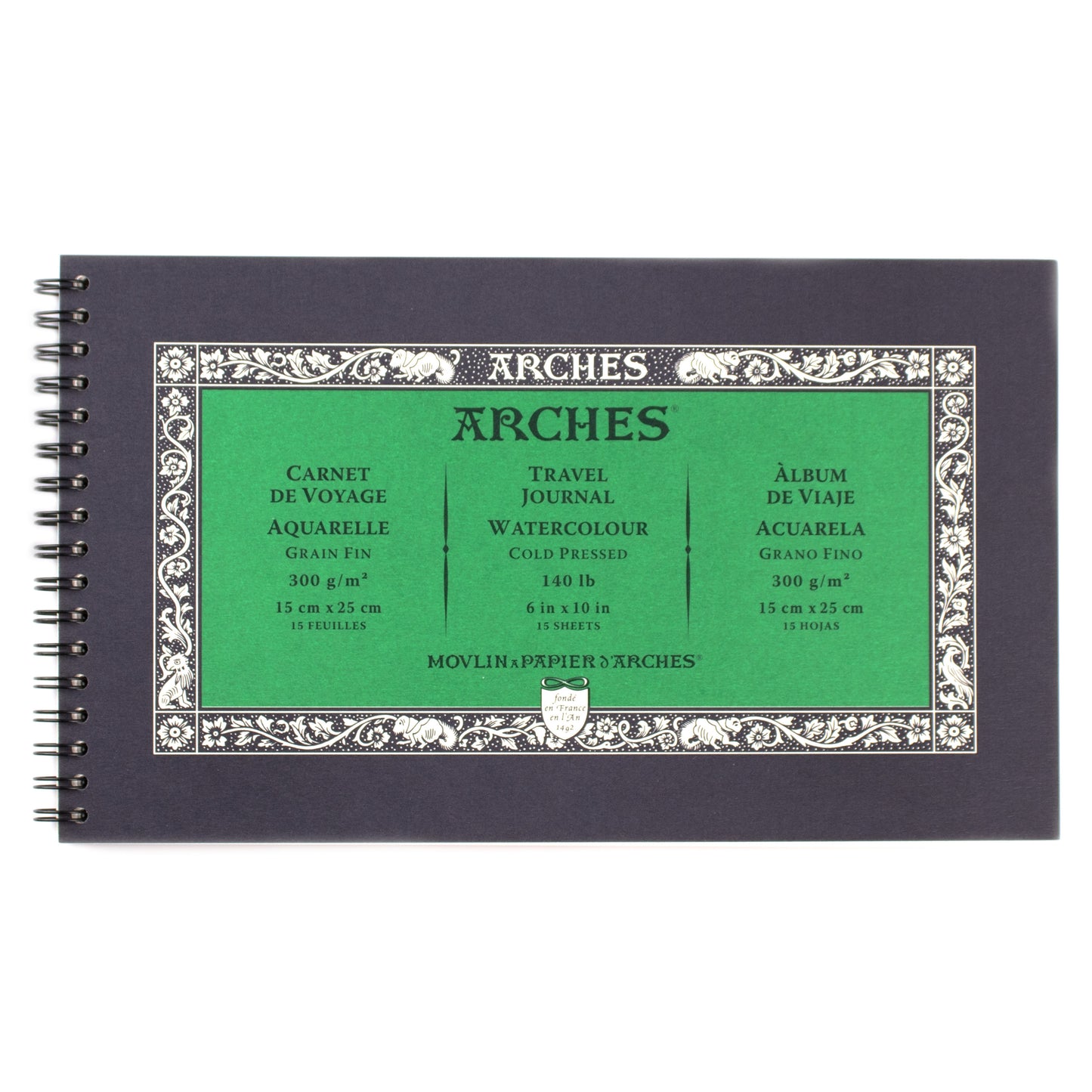 ARCHES Watercolour Travel Journal 140lb/300gsm Cold Pressed 10" x 6"