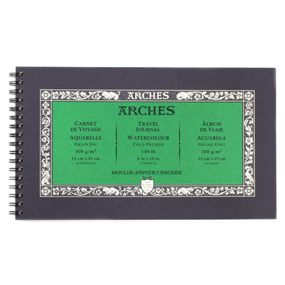 ARCHES Watercolour Travel Journal 140lb/300gsm Cold Pressed 10" x 6"