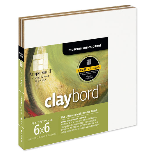 Ampersand Claybord 1/8" - 6" x 6" Pack of 4